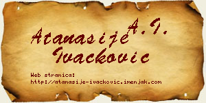 Atanasije Ivačković vizit kartica